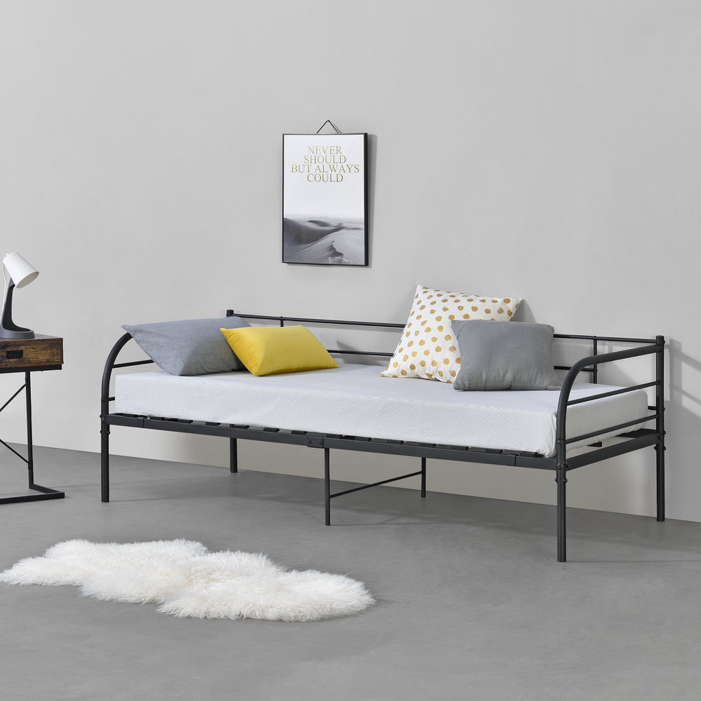 Metallbett Falun 90x200 cm tot 150 kg Zwart en.casa - premiumXL