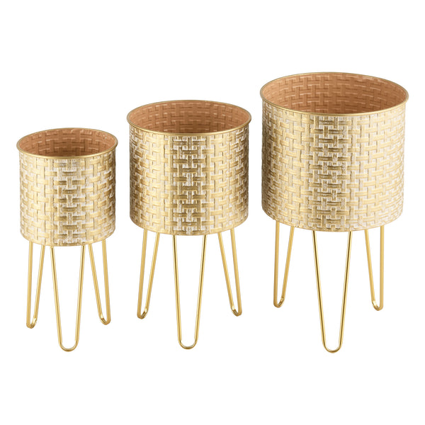 Bloempot op standaard Kalmthout set van 3 messing