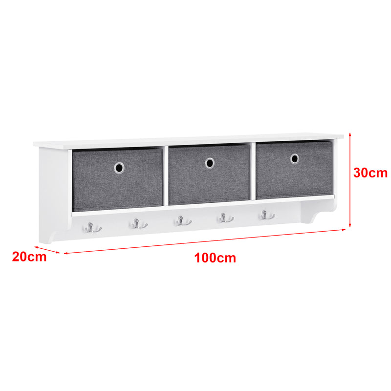 Maatschets Wandkapstok kapstok met 3 manden 30x100x20 cm 