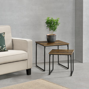 [en.casa] Bijzettafel Toreboda set van 2 zwart en houtkleurig