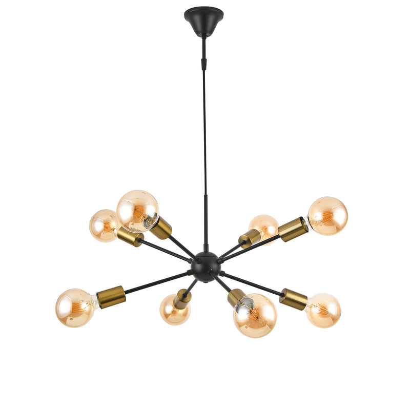 Maatschets [lux.pro] Hanglamp Amiens metaal 8xE27 zwart en messing