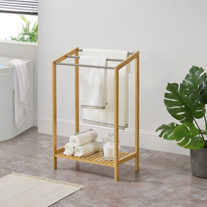 [en.casa] Bamboe handdoekrek met plank vrijstaand 51x31x85 cm