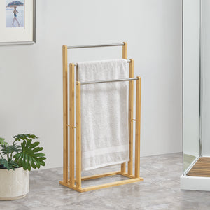 [en.casa] Bamboe handdoekrek Porsanger 46x24x84 cm vrijstaand