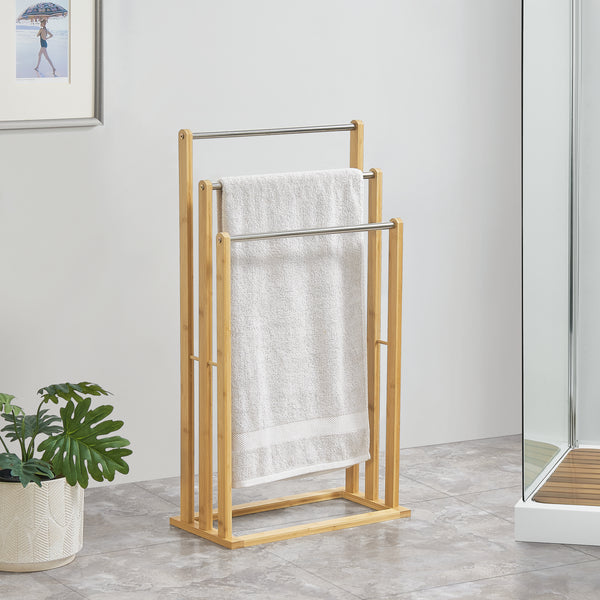 [en.casa] Bamboe handdoekrek Porsanger 46x24x84 cm vrijstaand