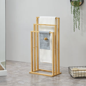 [en.casa] Bamboe handdoekrek Rana 40x24x82 cm vrijstaand