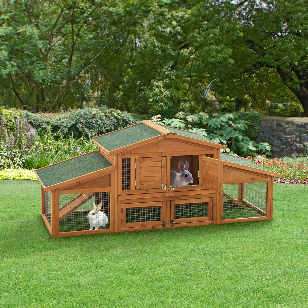 Kaninchenstall Schmitten 72x180x62cm Tannenhout [en.casa] - premiumXL