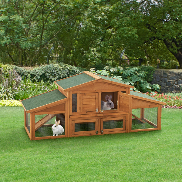 [en.casa] Konijnenhok Schmitten 72x180x62 cm houtkleurig