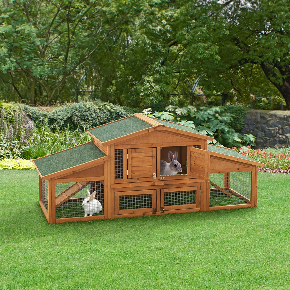 Kaninchenstall Schmitten 72x180x62cm Tannenhout [en.casa] - premiumXL