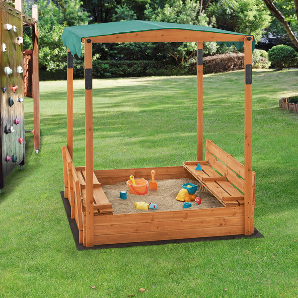 Zandbak Pitsunda met banken en luifel 145x118x118 cm [en.casa]
