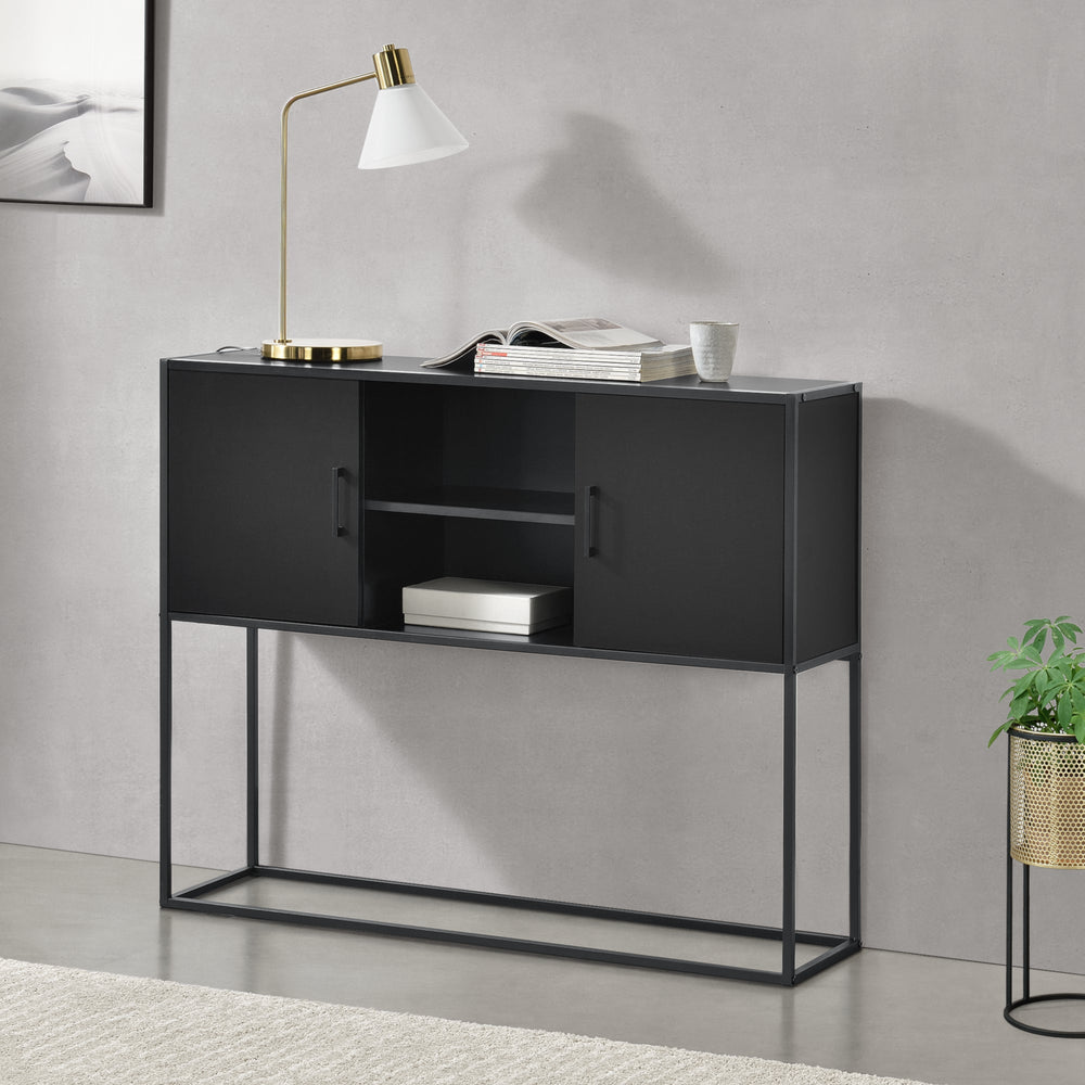 Sideboard Motala met plank en kastdeuren Zwart [en.casa] - premiumXL