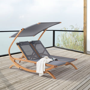 [en.casa] Dubbel ligbed Karystos met luifel 197x156x144 cm