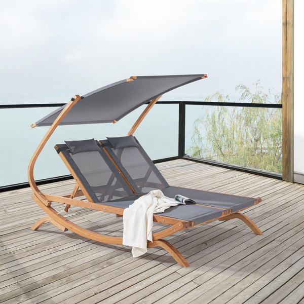 [en.casa] Dubbel ligbed Karystos met luifel 197x156x144 cm