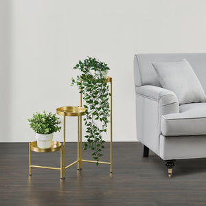 [en.casa] Bloempot op standaard Kallo metaal 60x60x18 cm messing