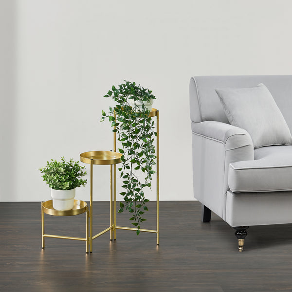[en.casa] Bloempot op standaard Kallo metaal 60x60x18 cm messing