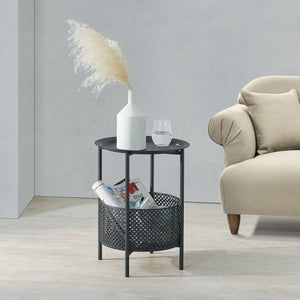 [en.casa] Bijzettafel Kruibeke rond 45xØ35 cm metaal zwart