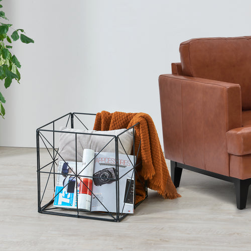 [en.casa] Krantenmand metaal 40x40x40 cm zwart