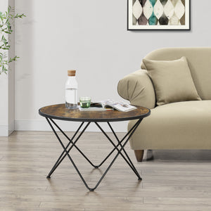 [en.casa] Salontafel Goskamark rond houtkleurig donker en zwart