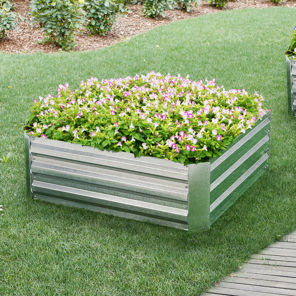 [en.casa] Moestuinbak Barneveld staal 90x90x30 cm zilverkleurig