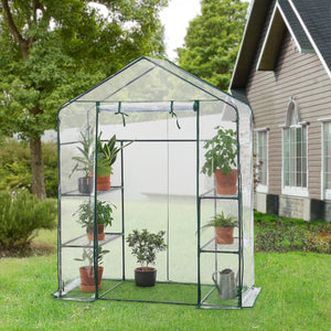 Tuinkas Hoorn met 4 planken 140x73x195 cm transparant [en.casa]