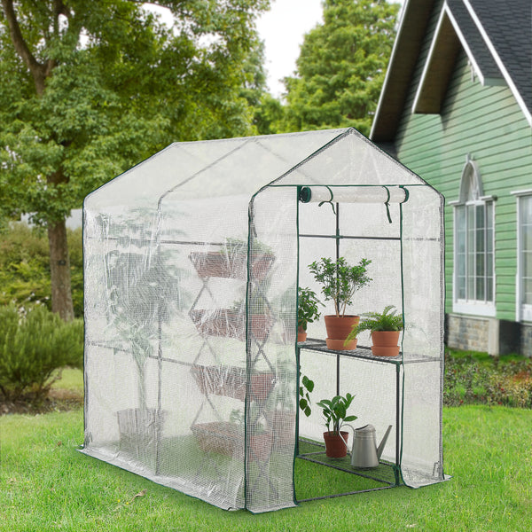 [en.casa] Tuinkas Oosterhout met 4 planken 120x186x190 cm