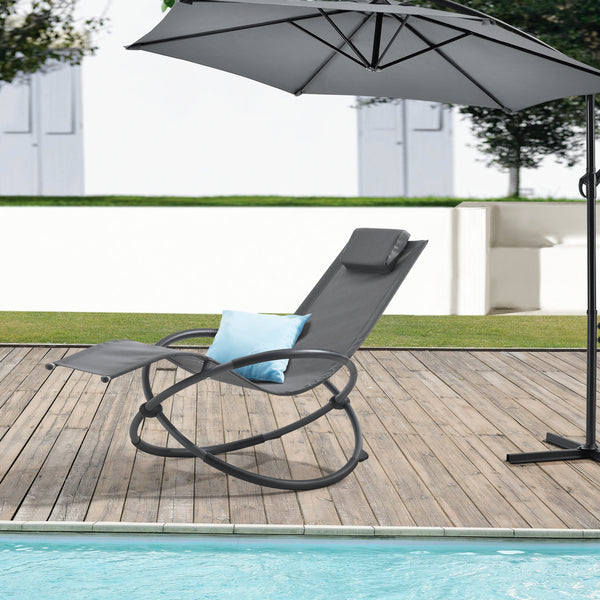 [en.casa] Ligstoel Pulsano schommelstoel 166x74x86 cm donkergrijs