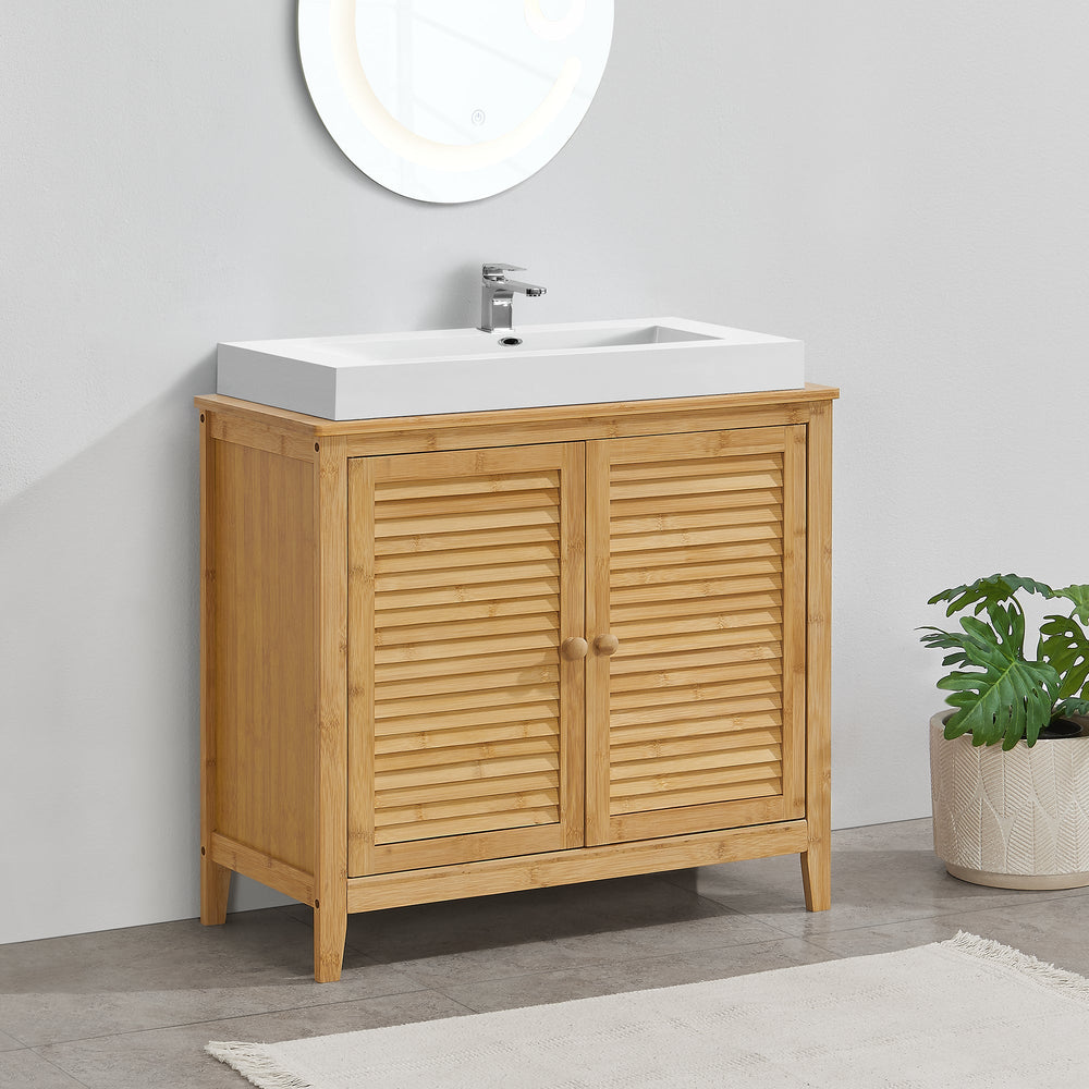Bamboe wastafelonderkast Värmdö 60x67x30cm [en.casa] - premiumXL