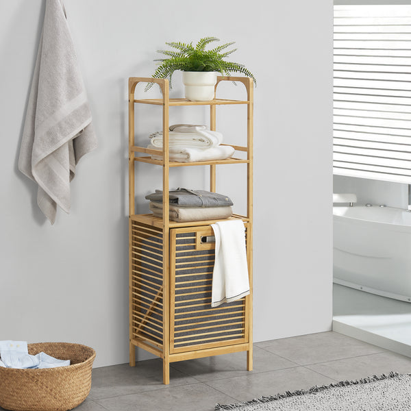 [en.casa] Wasmand Tidaholm bamboe met 2 planken 118x39,5x30,5 cm