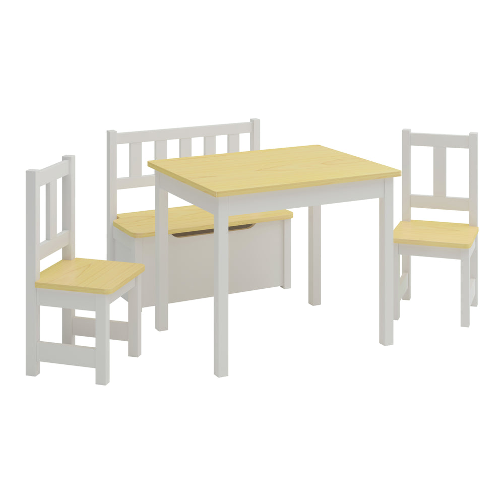 Kindertischset Lousame grenenhout natuur / wit [en.casa] - premiumXL