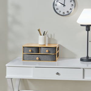 [en.casa] Bureau organizer Mäntsälä bamboe met 3 lades 15x35x23 cm