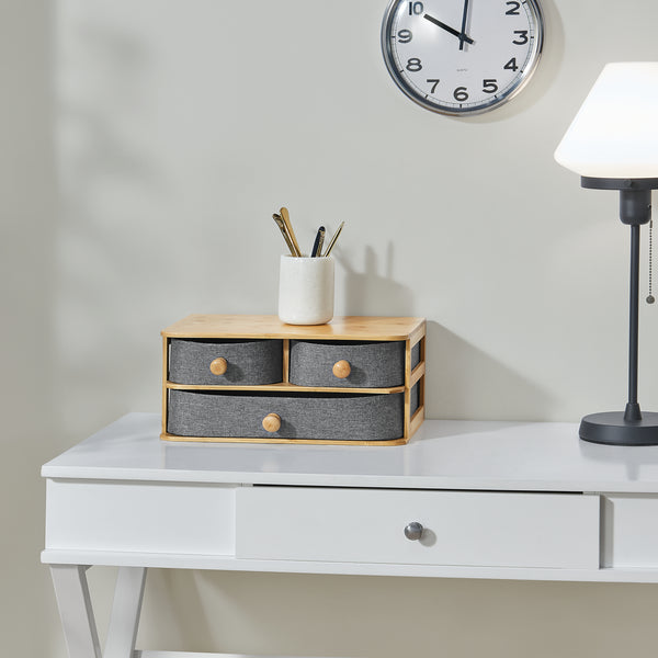 [en.casa] Bureau organizer Mäntsälä bamboe met 3 lades 15x35x23 cm