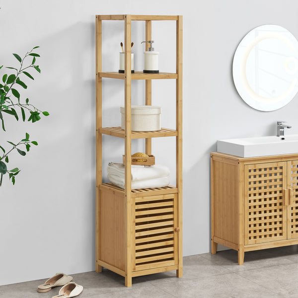 [en.casa] Staand rek Liminka bamboe badkamerkast 140x34x33 cm