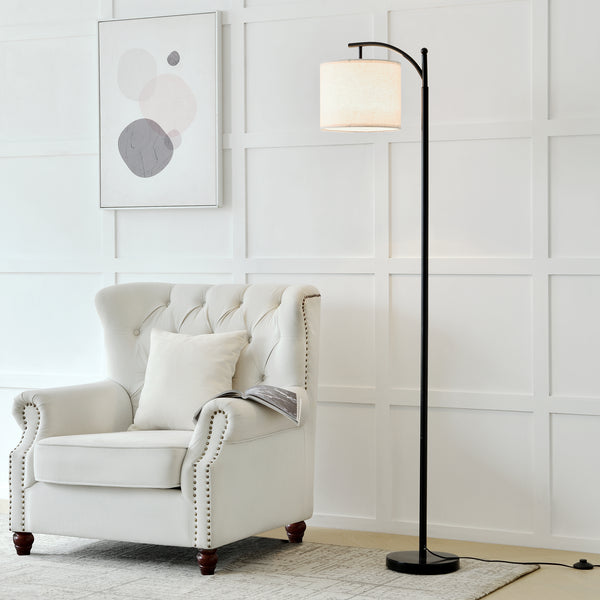 [lux.pro] Staande lamp Coventry E27 metaal stof 180 cm zwart en beige