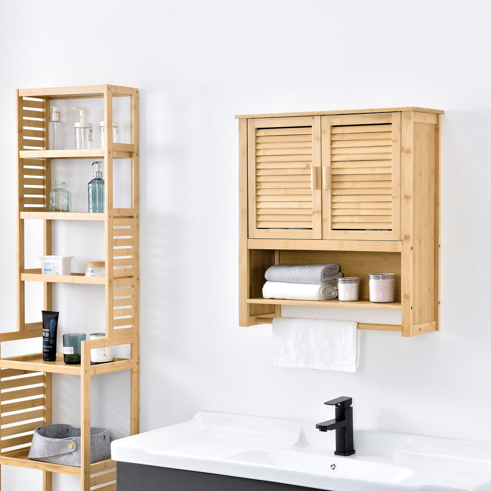 Badkamerkast Tyresö Hangkast Bamboe 66 x 62 x 20 cm [en.casa] - premiumXL