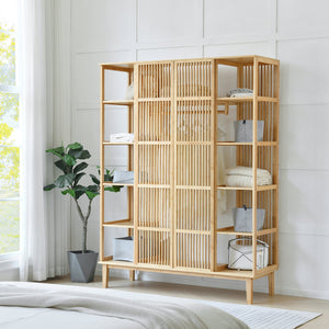 [en.casa] Kledingkast Hudiksvall bamboe 185x140x45 cm open kast