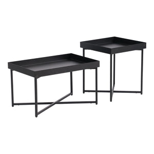 [en.casa] Salontafel Heinola set van 2 metaal zwart mat