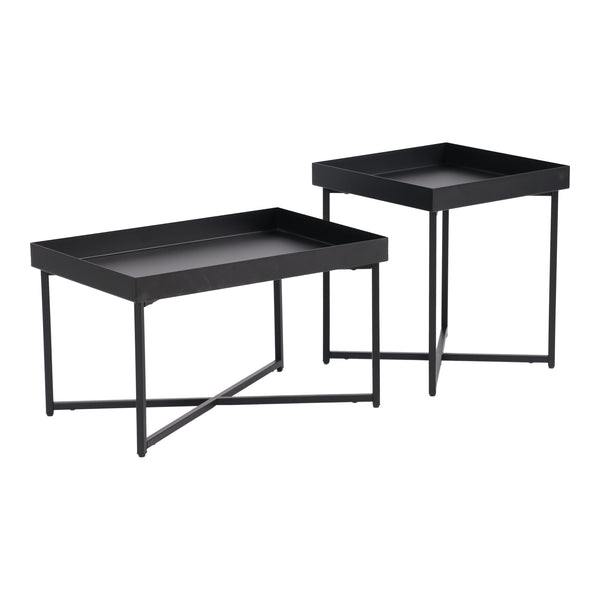 [en.casa] Salontafel Heinola set van 2 metaal zwart mat