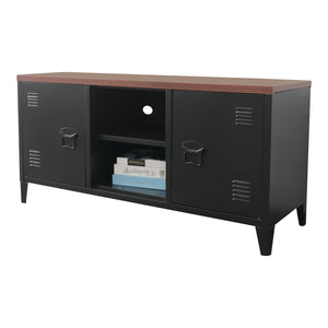 [en.casa] Commode Pälkäne metaal 58x113x40 cm zwart en houtkleurig