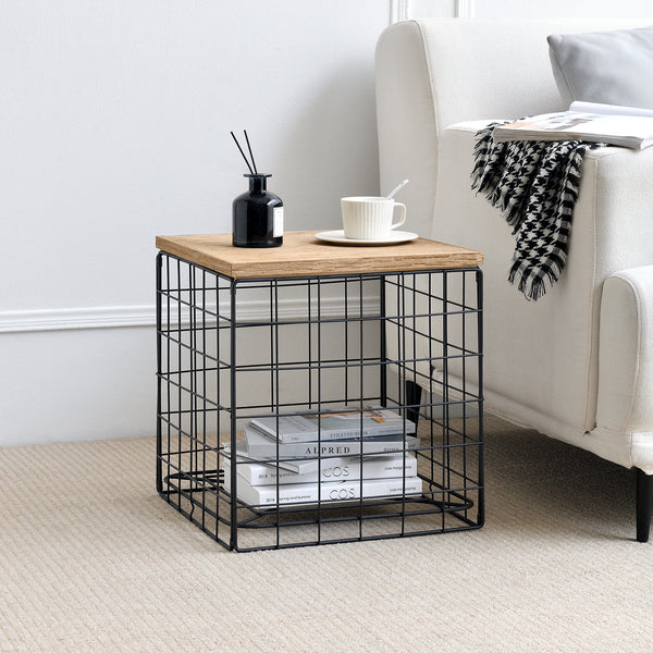 [en.casa] Bijzettafel Indalsälven 40x40x42 cm houtkleurig en zwart