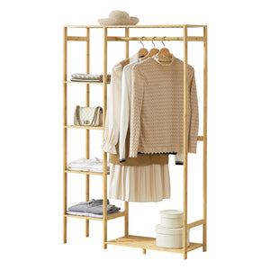 [en.casa] Bamboe kledingrek Eurajoki met planken 90x30x145 cm