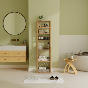 [en.casa] Staand rek Forssa bamboe 165x42x28 cm houtkleurig