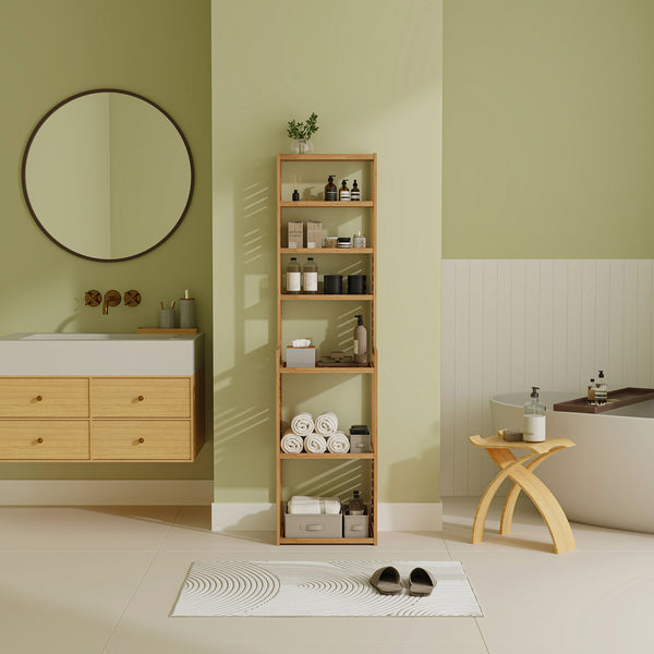 [en.casa] Staand rek Forssa bamboe 165x42x28 cm houtkleurig