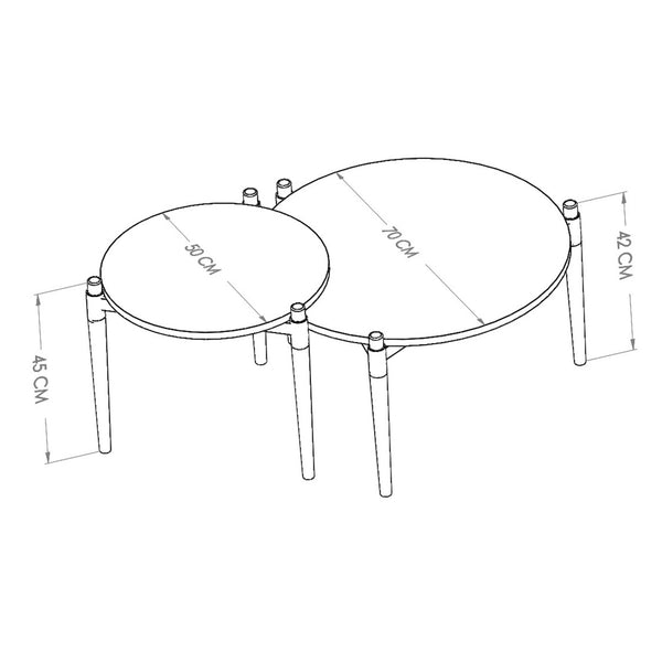 [en.casa] Salontafel Kristinestad set van 2 grenen houtkleurig