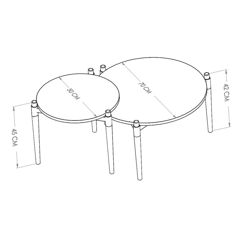 Maatschets [en.casa] Salontafel Kristinestad set van 2 grenen houtkleurig