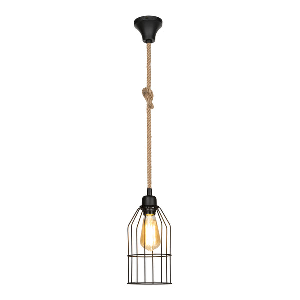 [lux.pro] Hanglamp Ashford E27 zwart en jute