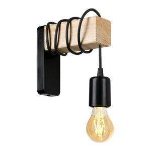 [lux.pro] Wandlamp Chelmsford E27 zwart en houtkleurig