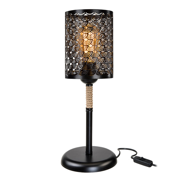 [lux.pro] Tafellamp bureaulamp Filton E27 zwart en jute