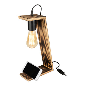 [lux.pro] Tafellamp bureaulamp Gillingham E27 zwart en houtkleurig