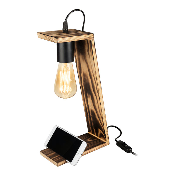 [lux.pro] Tafellamp bureaulamp Gillingham E27 zwart en houtkleurig