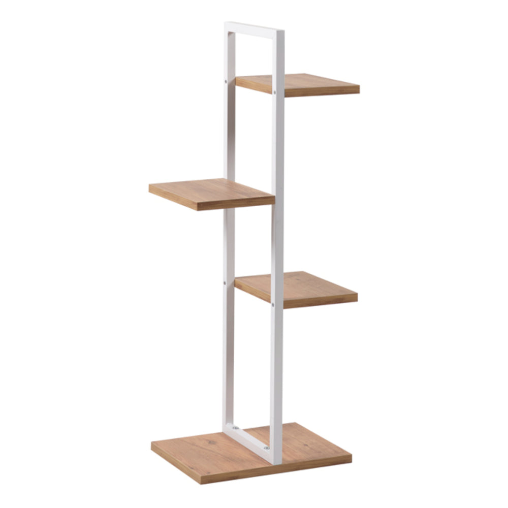 [en.casa] Plantenstandaard Blaabjerg 90x35x26cm wit en walnootkleurig