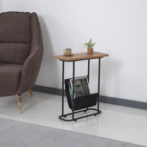 [en.casa] Bijzettafel Bov 64x55x24cm zwart en walnootkleurig
